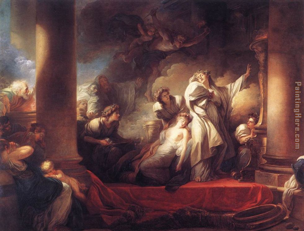 Coresus Sacrificing himselt to Save Callirhoe painting - Jean-Honore Fragonard Coresus Sacrificing himselt to Save Callirhoe art painting